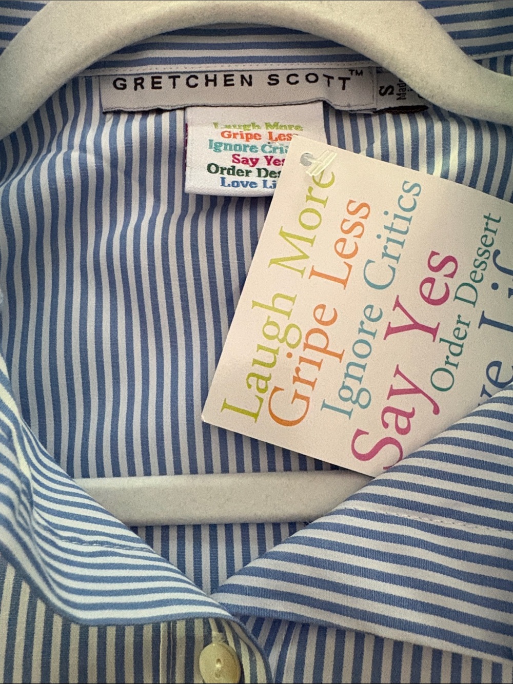 Gretchen Scott Designs Blue and White Striped Button-Down Shirt